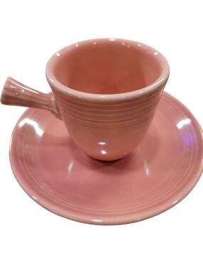 Fiesta® Rose Stick Handle Demitasse Cup & Saucer | Retired Color | EUC